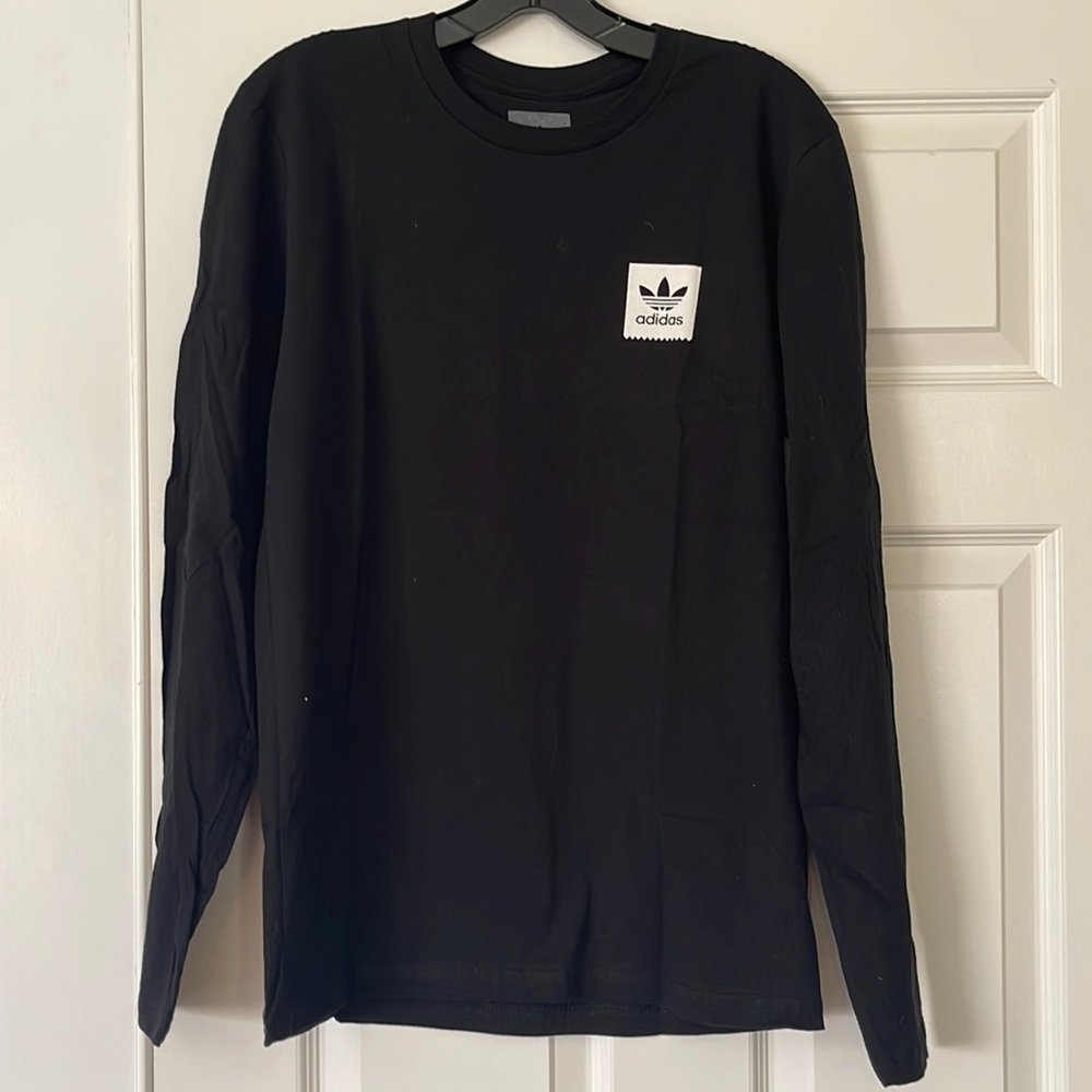 Adidas Men's Black Long-Sleeve Logo Tee